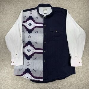 Express Rider VTG Men's L‎ Rodeo Shirt 90s Western Cowboy *Flaw* Aztec Southwest